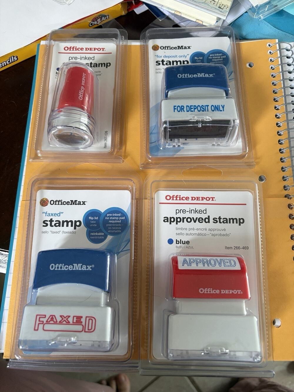Stamps For Office: Copy, Approved, For Deposit Only And Faxed 0226